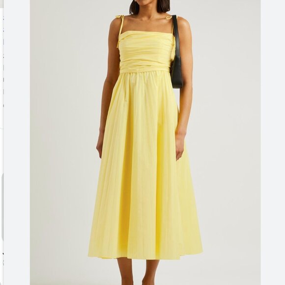 SIMKHAI Caroline Pleated Butter Yellow Dress - Picture 1 of 4